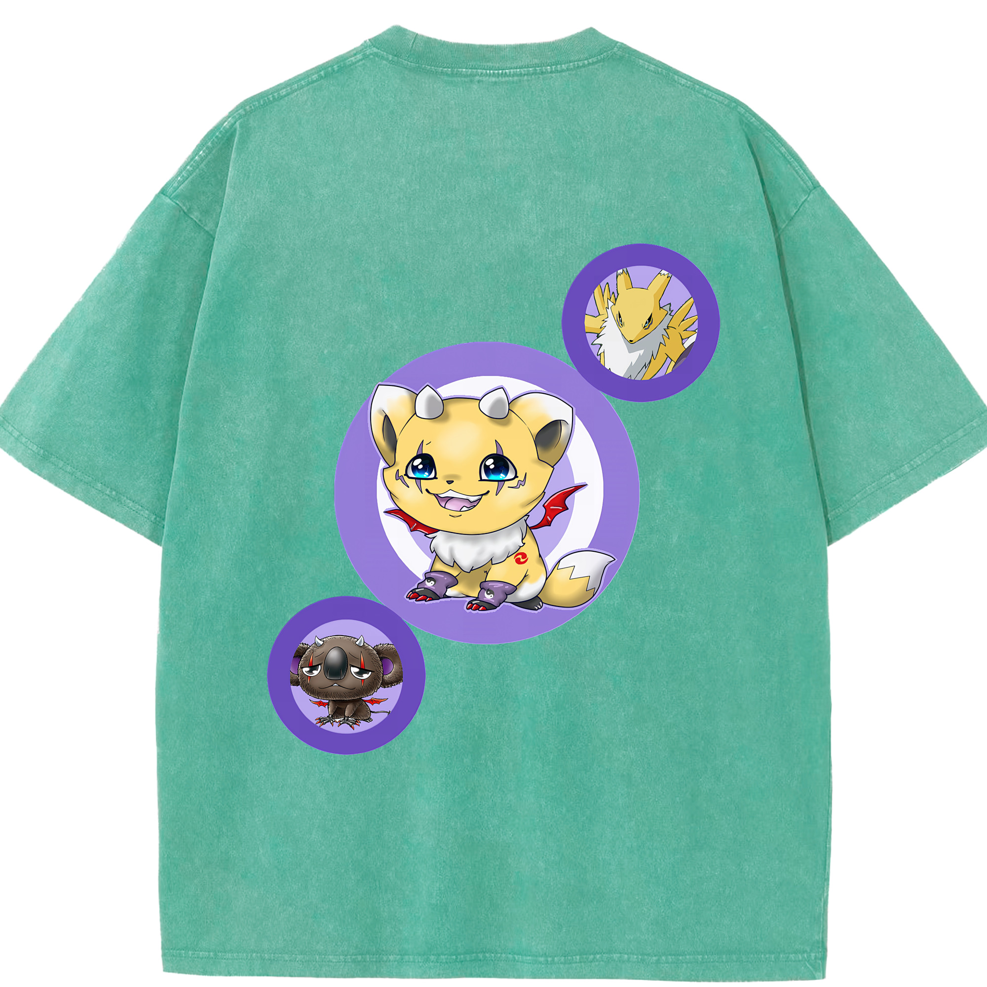 （画像用） Digimon デジタルモンスター/デジモン 綿100% ヴィンテージ風 半袖Tシャツ（背面プリント）